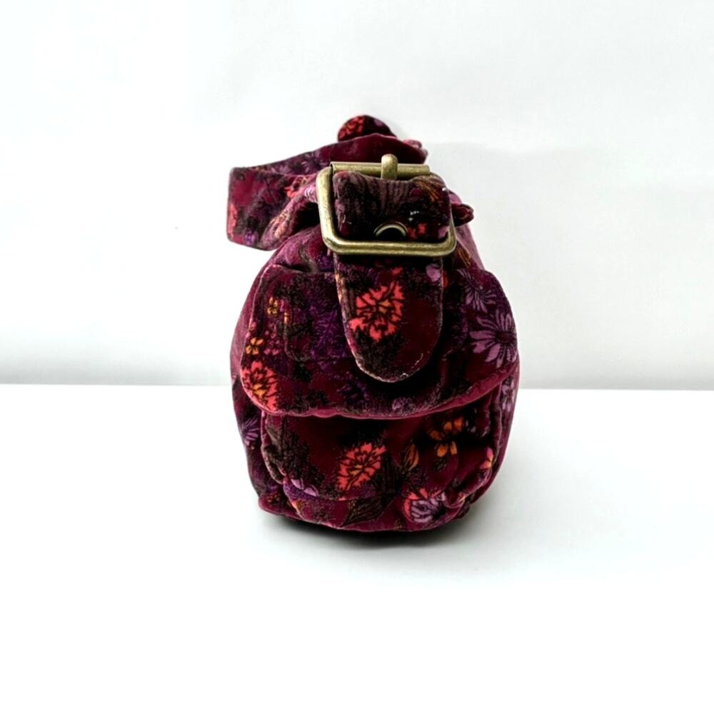 Vtg Y2K Gap Burgundy Floral Small Velvet Hobo Shoulder Bag - Boho - Whimsigoth - Picture 3 of 11